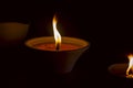 A lighted mosquito candle close-up with a burning wick Royalty Free Stock Photo