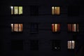 Lighted night windows of houses Royalty Free Stock Photo