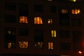 Lighted night windows of houses Royalty Free Stock Photo