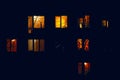 Lighted night windows of houses Royalty Free Stock Photo