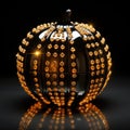A lighted pumpkin sitting on top of a table