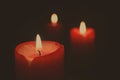 Lighted red candles Royalty Free Stock Photo