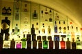 Gin Bottles on Lighted Shelves, Business, Fashion Beverages