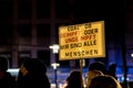 Lighted sign on a demonstration against corona restrictions in Bielefeld, Germany