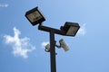 Lighted Surveillance Cameras Royalty Free Stock Photo