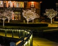 Lighted Trees at the Riviera In Lake Geneva, WI Royalty Free Stock Photo