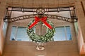 Lighted Wreath in Reston Town Center Royalty Free Stock Photo