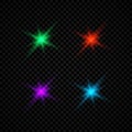 Set of four green, red, purple and blue glowing lights Royalty Free Stock Photo