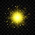 Yellow glowing lights starburst effects Royalty Free Stock Photo
