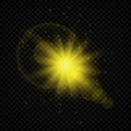 Yellow glowing lights starburst effects with sparkles Royalty Free Stock Photo