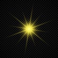 Yellow glowing lights starburst effects with sparkles Royalty Free Stock Photo