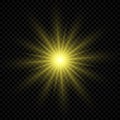 Light effect of lens flares. Yellow glowing lights Royalty Free Stock Photo