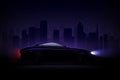 Lightened Car Night City Realistic Royalty Free Stock Photo