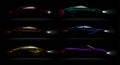 Lightened Cars Darkness Realistic Set Royalty Free Stock Photo