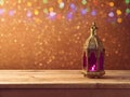 Lightened lantern on wooden table Royalty Free Stock Photo