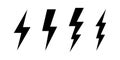 Lightening bolt icon set. Thunder bolt. Lightning electric icon vector illustration. Warning icon symbol. Lightning electric icon