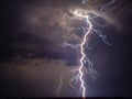 Lightening storm in night sky