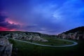 Lightening and storm over hills , Dobrogea, Romania