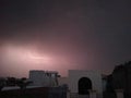 Lightening storms in night sky