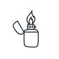 Lighter doodle icon, vector black line illustration Royalty Free Stock Photo