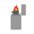 Lighter gasoline pixel art. cigarette lighter 8 bit vector illus