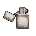 Lighter open. Vector vintage engraved black illustration isolated on white background. Royalty Free Stock Photo