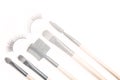Lighter sepia filter eyelash and eye makeup brushes kit Royalty Free Stock Photo