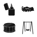 Lighter, the territory of Turkey and other web icon in black style. a drum, a swing icons in set collection.