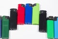 Lighters of different colors placed in phased manner