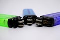 lighters with various colors with naphtha or butane gas as fuel Royalty Free Stock Photo