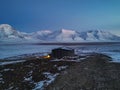 Watertank in Longyearbyen during the polar night season Royalty Free Stock Photo