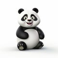 Lighthearted 3d Pixar Panda Bear Sitting On Isolated Surface Royalty Free Stock Photo