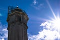 Lighthouse on Alcatraz Island against the blue sky in San Francisco Royalty Free Stock Photo