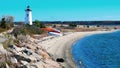 Lighthouse Along the Water in New England