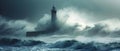 Lighthouse Amidst the Storm: A Beacon of Endurance. Concept Nature Photography, Stormy Weather, Royalty Free Stock Photo