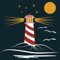 lighthouse art blue