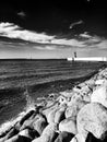 The lighthouse. Artistic look in black and white.