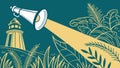 Lighthouse as Megaphone, Communication Signal, vector design Generative AI Royalty Free Stock Photo