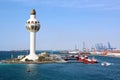 Lighthouse as a symbol of the port of Jeddah, Saudi Arabia.