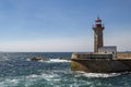 Lighthouse on the Atlantic ocean coast in Porto, Portugal