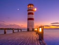 Lighthouse in Austria Podersdorf am see during sunset