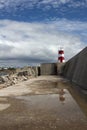 Lighthouse at Baleeira Fishing Port, Sagres, Algarve, Portugal Royalty Free Stock Photo