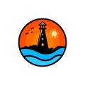 Lighthouse Beach Island Icon Creative Logo