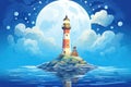 lighthouse beacon with moonlit ocean