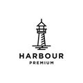 Lighthouse beacon searchlight harbor logo design in trendy linear line icon style for a cafe business and restaurant Royalty Free Stock Photo
