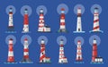 Lighthouse beacon searchlight, ship navigation vector illustration Royalty Free Stock Photo