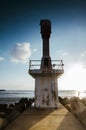 Lighthouse and beautiful sea view scenery over stunning sunrise Royalty Free Stock Photo