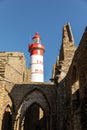 Lighthouse behind the ruins of the abbey