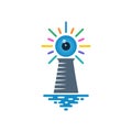 Lighthouse with blue eyeball Royalty Free Stock Photo