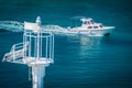 Lighthouse and boat, Adriatic Sea. Royalty Free Stock Photo